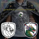Drachen-Amulett Gorgor zum Verzieren mit Magic Diamonds – mit Halsband, vorher unverziert und nachher fertig gestaltet